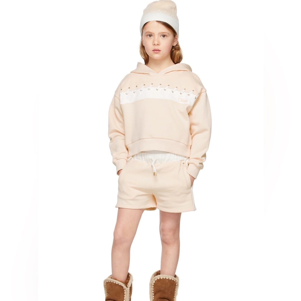 Chloé Kids
logo-stripe lace-detail hoodie - 14
